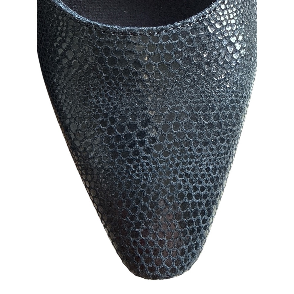 Ros Hommerson Black Patent Leather Lizard Mary Jane Low Block Pumps 7.5N‎ Narrow - Picture 9 of 15